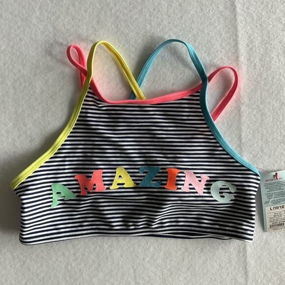 Cat & Jack Girl Toddlers Amazing 1 Piece Swim Horizontal Stripe L (10/12) - Picture 1 of 7